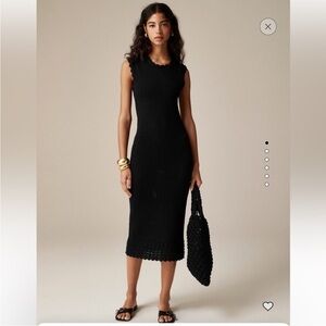 NWT J. Crew Crochet Open-Back Cotton MIdi Dress in Black CA717 - Medium